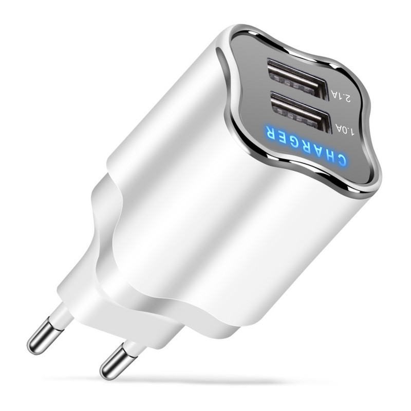 Φορτιστής USB 5V 2A Κινητό Τηλέφωνο 2 θύρες ΕΕ/ΗΠΑ Πρίζα Ταξιδιωτικό φορτιστή τοίχου για iPhone iPad Φορτιστής τηλεφώνου tablet Samsung Xiaomi