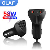 Încărcător de mașină PD 58W Încărcător rapid 4.0 QC3.0 Tip C Adaptor pentru telefon auto de încărcare rapidă pentru iPhone 14 13 Pro Huawei Xiaomi Samsung