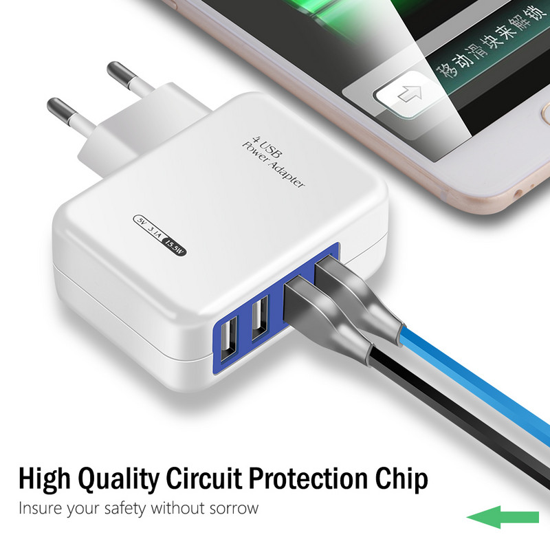 Brzo punjenje 12W USB punjač za iPhone Punjač 4 USB brzo punjenje zidni telefon punjač za iPhone Samsung Xiaomi
