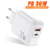 2 porturi PD 30W EU US UK Plug Adaptor pentru încărcător rapid pentru iPhone 12 11 Samsung Xiaomi Huawei QC 3.0 Încărcător rapid pentru telefon mobil