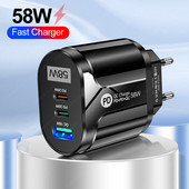 Încărcător USB 58W PD Tip C Încărcător de perete cu încărcare rapidă Adaptor încărcător telefon pentru iphone Samsung Xiaom Huawei 3 porturi Încărcător USB C