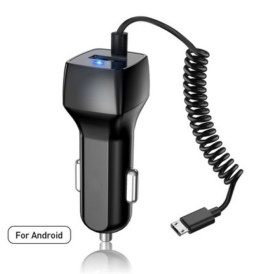 USLION Mini încărcător de mașină USB 24V cu cablu Micro USB tip C pentru Samsung S10 S9 Xiaomi Redmi Note 7 Telefon mobil USB A cablu rapid