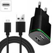 Adaptor pentru încărcător USB cu 2 porturi, mufă pentru lampă LED, încărcător HUB cu mai multe porturi + Cablu de încărcare micro usb pentru Xiaomi Redmi 3s 4x pro NOTE 4 4X