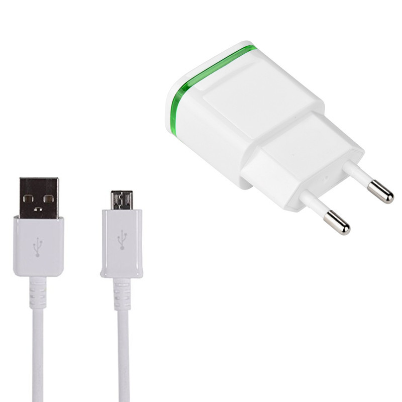 Προσαρμογέας φορτιστή USB 2 θυρών βύσμα λυχνίας LED φορτιστής HUB πολλαπλών θυρών + Καλώδιο φόρτισης Micro usb για Xiaomi Redmi 3s 4x pro NOTE 4 4X