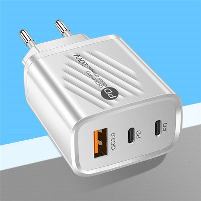 20W QC3.0+2 PD Cablu USB C Adaptor de alimentare Încărcător Priză SUA/UE/UK Încărcătoare pentru telefoane inteligente Iphone Xiaomi Samsung Încărcătoare pentru telefoane mobile