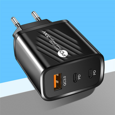20W QC3.0+2 PD Cablu USB C Adaptor de alimentare Încărcător Priză SUA/UE/UK Încărcătoare pentru telefoane inteligente Iphone Xiaomi Samsung Încărcătoare pentru telefoane mobile