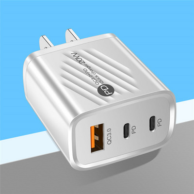 20W QC3.0+2 PD Cablu USB C Adaptor de alimentare Încărcător Priză SUA/UE/UK Încărcătoare pentru telefoane inteligente Iphone Xiaomi Samsung Încărcătoare pentru telefoane mobile