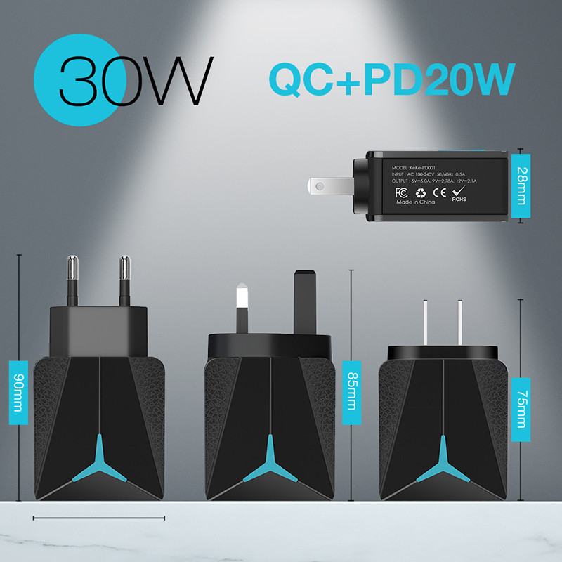 Φορτιστής τοίχου γρήγορης φόρτισης 30 W Γρήγορος φορτιστής για Xiaomi Samsung Iphone13 12 Pro Φορτιστής κινητού τηλεφώνου QC3.0 Προσαρμογέας φορτιστών USB