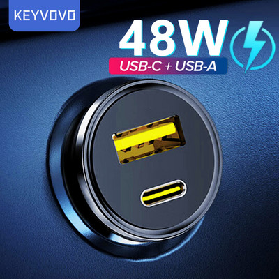 48 W PD automašīnas lādētājs USB C tipa ātrās uzlādes automašīnas tālruņa adapteris iPhone 13 12 14 Xiaomi Huawei Samsung S21 S22 Quick Charge 3.0