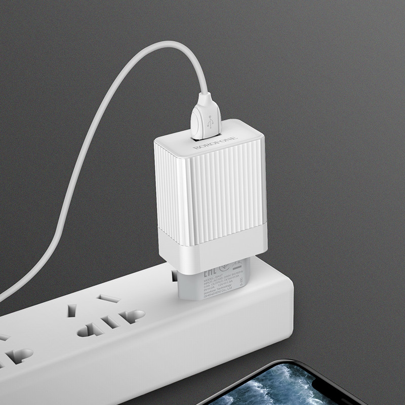 BOROFONE Μονή θύρα QC 3.0 USB Charger Προσαρμογέας γρήγορης φόρτισης Φορτιστής τηλεφώνου για Samsung Xiaomi Huawei iphone 12 13 Mini Pro Max