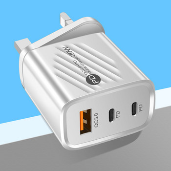 Φορτιστής τοίχου κινητού τηλεφώνου 20W USB+2PD Type-c Προσαρμογέας φορτιστών ταξιδιού πολλαπλών θυρών για Samsung για iPhone