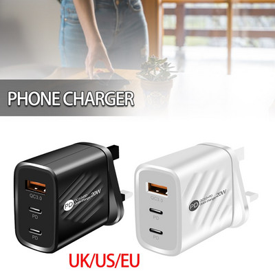 Φορτιστής τοίχου κινητού τηλεφώνου 20W USB+2PD Type-c Προσαρμογέας φορτιστών ταξιδιού πολλαπλών θυρών για Samsung για iPhone