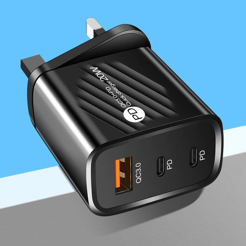 Φορτιστής τοίχου κινητού τηλεφώνου 20W USB+2PD Type-c Προσαρμογέας φορτιστών ταξιδιού πολλαπλών θυρών για Samsung για iPhone