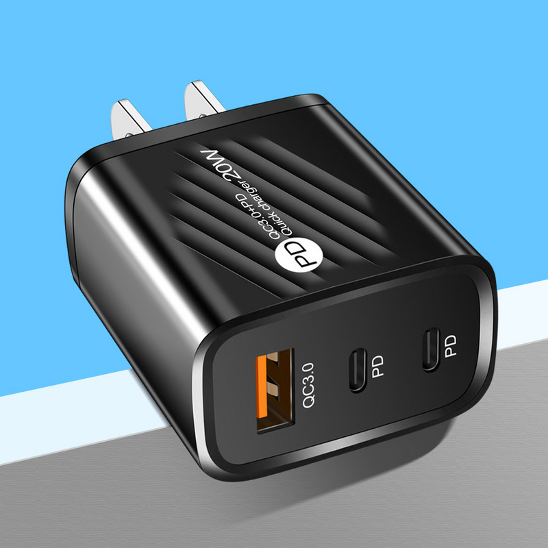 Φορτιστής τοίχου κινητού τηλεφώνου 20W USB+2PD Type-c Προσαρμογέας φορτιστών ταξιδιού πολλαπλών θυρών για Samsung για iPhone