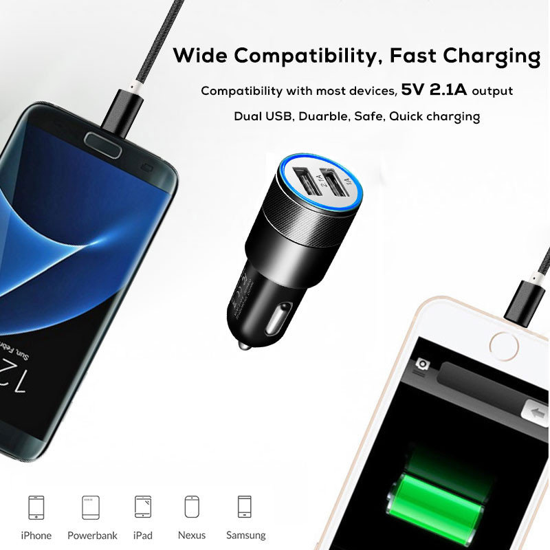 SUPTEC USB auto punjač Univerzalni mobilni telefon 2A Dual USB brzi punjač za iPhone XS X 8 Huawei Xiaomi Mini adapter auto punjač