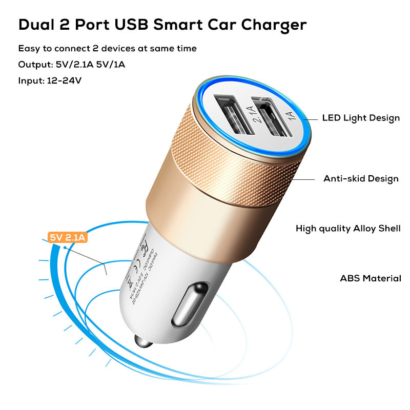 SUPTEC USB auto punjač Univerzalni mobilni telefon 2A Dual USB brzi punjač za iPhone XS X 8 Huawei Xiaomi Mini adapter auto punjač
