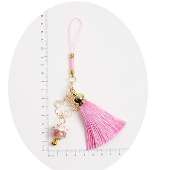 Красива каишка за смарт телефон Връзки за iPhone Samsung Декор Cherry Flower Tassel Cat Bell Каишка за мобилен телефон Въже Телефон Charm