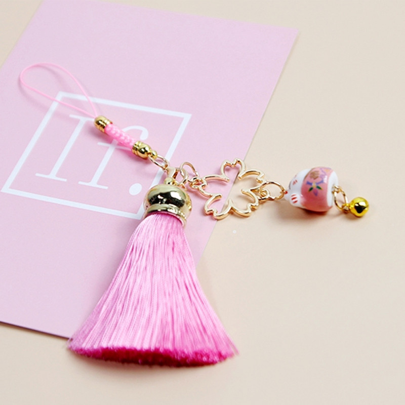 Prekrasne trake za pametne telefone za iPhone Samsung Dekor Trešnjin cvijet Resica Mačka zvono Remen za mobilni telefon Uže Privezak za telefon