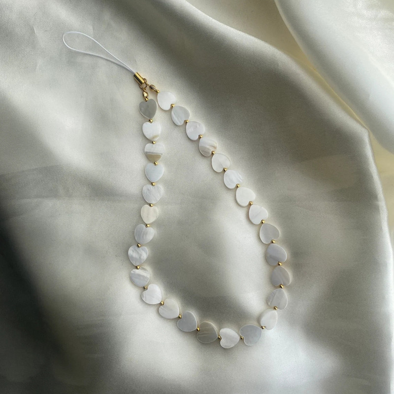 Love Heart Shell Beaded Αλυσίδα Κινητού Τηλεφώνου Μπρελόκ Κρεμαστό Απλή θήκη κινητού Αξεσουάρ Γυναικεία κοσμήματα