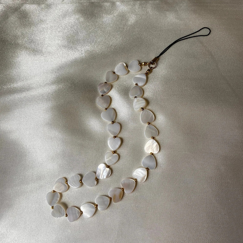 Love Heart Shell Beaded Αλυσίδα Κινητού Τηλεφώνου Μπρελόκ Κρεμαστό Απλή θήκη κινητού Αξεσουάρ Γυναικεία κοσμήματα