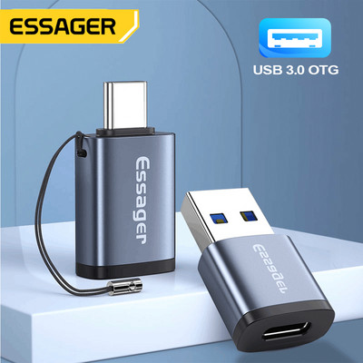 Essager USB 3.0 Type-C OTG адаптер Type C USB C мъжки към USB женски конвертор за Macbook Xiaomi Samsung S20 USBC OTG конектор
