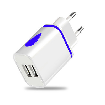 Încărcător USB LED cu 2 porturi pentru tablete Samsung Xiaomi Redmi Note 7 Adaptor de încărcare cu mufă UE Încărcător pentru telefon mobil Încărcătoare de perete USB