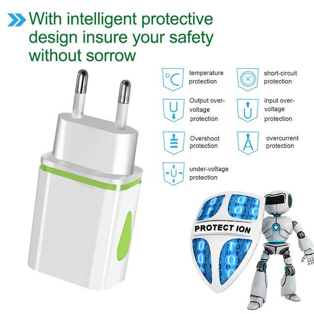 2-pordiline LED-USB-laadija Xiaomi Redmi Note 7-le Samsungi tahvelarvutitele EU-pistikuga laadimisadapter mobiiltelefoni laadija USB-seinalaadijad