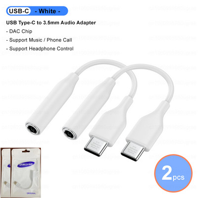Cablu audio original Samsung USB tip C la jack de 3,5 mm Adaptor auxiliar pentru căști pentru Galaxy S22 Ultra S21 S20 Note 20 10 Plus A53 5G