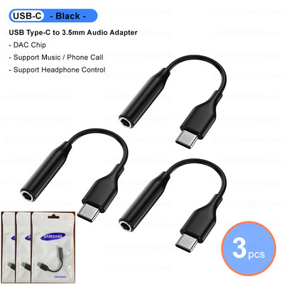 Cablu audio original Samsung USB tip C la jack de 3,5 mm Adaptor auxiliar pentru căști pentru Galaxy S22 Ultra S21 S20 Note 20 10 Plus A53 5G