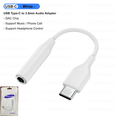 Cablu audio original Samsung USB tip C la jack de 3,5 mm Adaptor auxiliar pentru căști pentru Galaxy S22 Ultra S21 S20 Note 20 10 Plus A53 5G