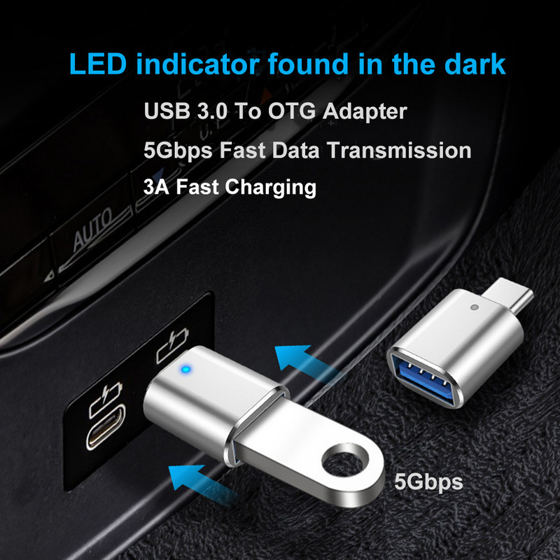VYOPBC LED USB 3.0 prie C tipo adapterio OTG prie USB C USB-A prie mikro USB Type-C moteriško jungties, skirtos Samsung Xiaomi POCO adapteriams