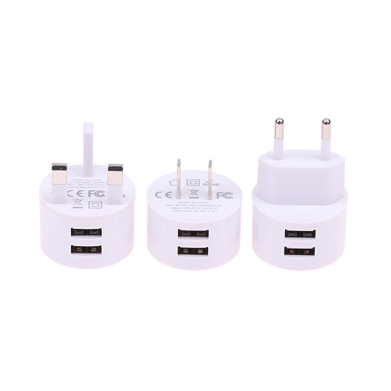 Μίνι στρογγυλός προσαρμογέας Φορτιστής ταξιδίου 5V 2.1A Διπλός φορτιστής USB Φορτιστής τοίχου γρήγορης φόρτισης Αξεσουάρ φόρτισης κινητού τηλεφώνου