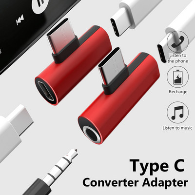 Type-C към 3,5 mm жак Конвертор за слушалки Аудио адаптер Кабел тип USB C към 3,5 mm слушалки Aux кабел Тип C Конвертор адаптер