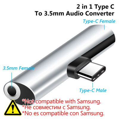 Convertor tip C la jack de 3,5 mm Adaptor audio pentru căști Cablu tip USB C la cablu auxiliar pentru căști de 3,5 mm Adaptor convertizor tip C