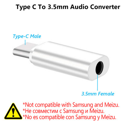 Convertor tip C la jack de 3,5 mm Adaptor audio pentru căști Cablu tip USB C la cablu auxiliar pentru căști de 3,5 mm Adaptor convertizor tip C