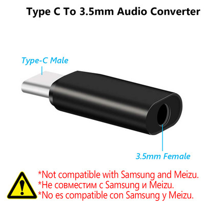 Convertor tip C la jack de 3,5 mm Adaptor audio pentru căști Cablu tip USB C la cablu auxiliar pentru căști de 3,5 mm Adaptor convertizor tip C