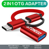 Cablu adaptor STONEGO 2 în 1 OTG, împletitură de nailon, Adaptor de sincronizare a datelor USB 3.0 la Micro USB tip C pentru Huawei pentru MacBook U Disk OTG