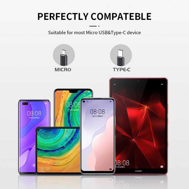 STONEGO 2 az 1-ben OTG adapterkábel Nylon Braid USB 3.0 - Micro USB Type C adatszinkronizáló adapter Huawei-hez MacBook U Disk OTG-hez