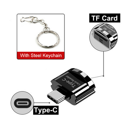 Cititor de carduri TF Elough Card Micro-SD la Micro USB tip C Adaptor OTG Card de memorie la USB C de mare viteză pentru Macbook Xiaomi Samsung