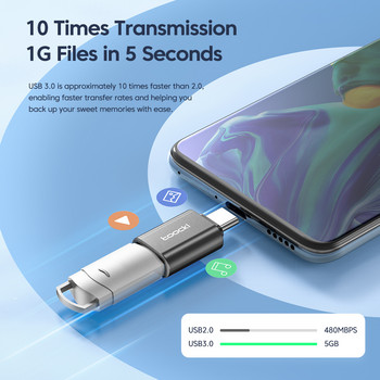 Toocki OTG USB 3.0 To Type C Μετατροπέας Micro To Type C Male σε USB 2.0 Female για Macbook Xiaomi Samsung OTG Connector