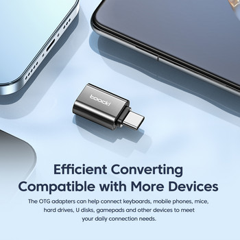 Toocki OTG USB 3.0 To Type C Μετατροπέας Micro To Type C Male σε USB 2.0 Female για Macbook Xiaomi Samsung OTG Connector