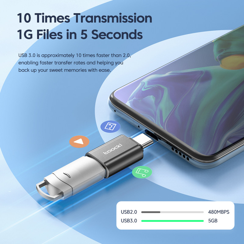 Toocki OTG USB 3.0 - C típusú adapter Micro - C típusú csatlakozó dugó - USB 2.0 anya konverter Macbook Xiaomi Samsung OTG csatlakozóhoz