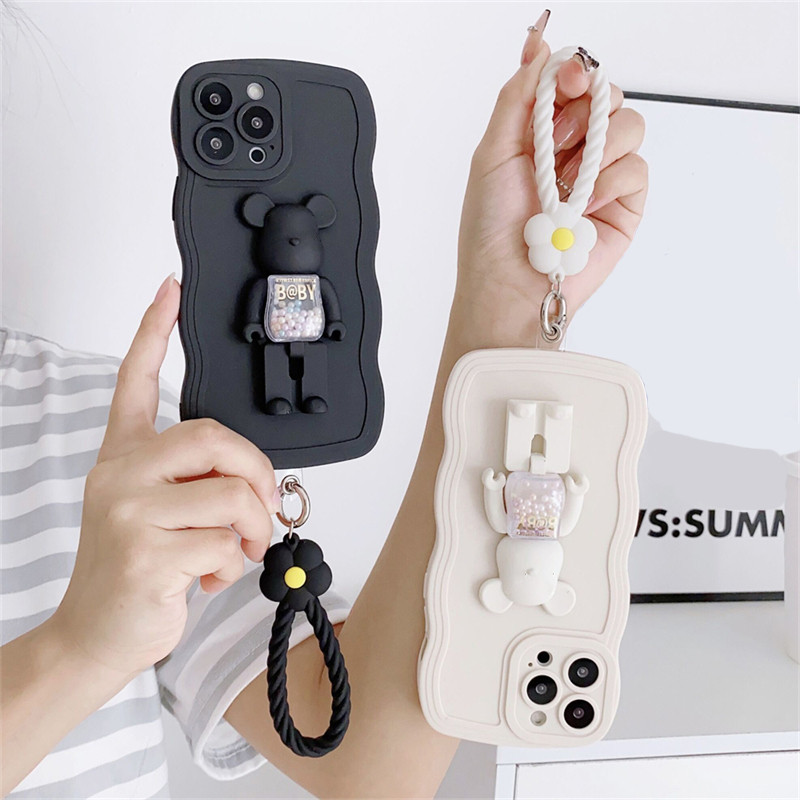 Koreai aranyos virág akasztós csuklópánt kézi zsinór Mobiltelefon szilikon szíj zsinór iPhone 14Pro univerzális csuklópánthoz