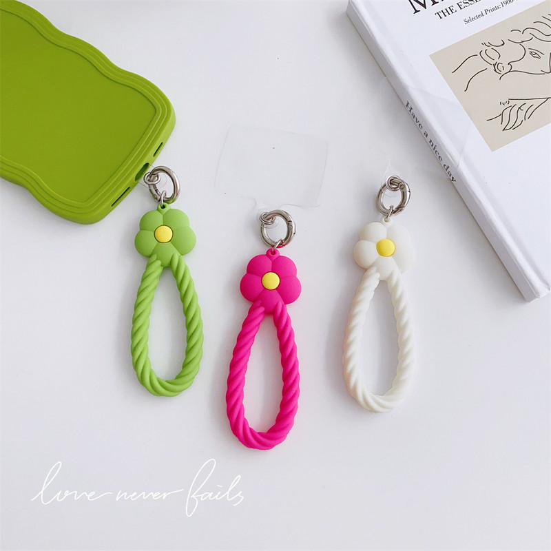 Koreai aranyos virág akasztós csuklópánt kézi zsinór Mobiltelefon szilikon szíj zsinór iPhone 14Pro univerzális csuklópánthoz