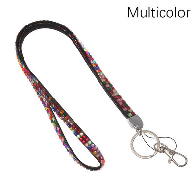 Bling telefon mobil agățat frânghie birou colier cu strasuri ușoare șnur insignă suport card ID cureaua gâtului clip strălucitor