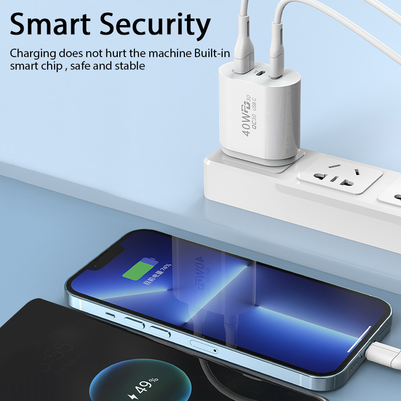 40W 3.0 greito įkrovimo galvutė 5V 2A mobiliojo telefono įkroviklis Europos amerikietiškas standartinis maitinimo adapteris, skirtas iPhone 14 13 12 11 Pro Max