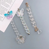 Cristal AB Butterfly Gem Transparent acrilic Husa pentru telefon mobil Lanț curea pentru deget DIY Breloc Decorare Bijuterii Accesorii