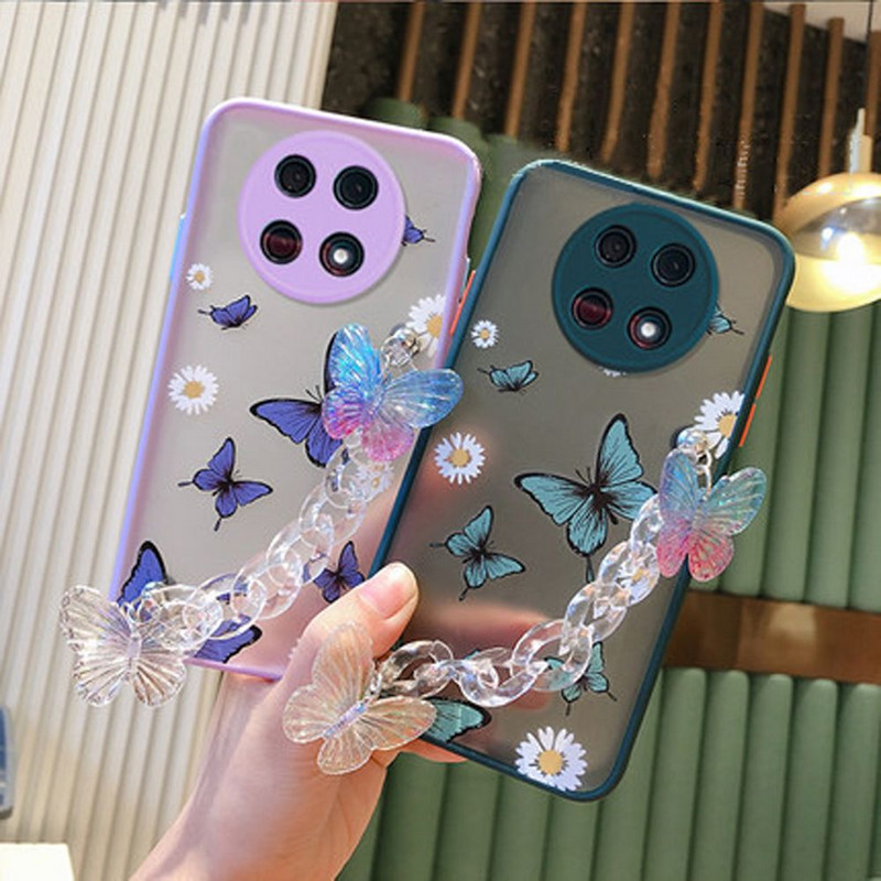 Crystal AB Butterfly Gem átlátszó akril mobiltelefon tok lánc ujjszíj barkács kulcstartó dekoráció ékszer kiegészítők