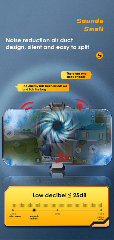 RYRA mobiltelefon hűtőventillátor radiátor PUBG telefon játék Cooler Cool hűtőborda 3 sebességes állítható klip iPhone-hoz Samsung Xiaomi