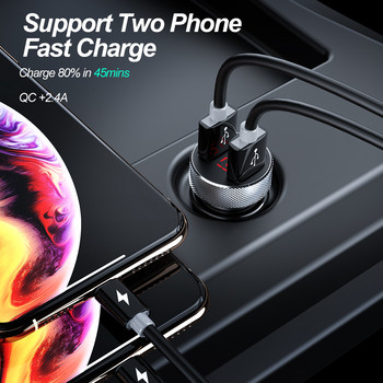 Μεταλλικός φορτιστής αυτοκινήτου QC QC 4.0 QC 3.0 LED Fast Charger Γρήγορος φορτιστής για Samsung Xiaomi Huawei USB Phone Charger In Car